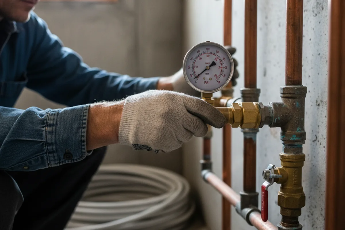 Pressure testing a repaired line during Water Line Repair in Westtown